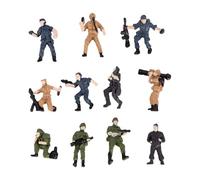 Perfeclan 11 Pezzi di Personaggi della Polizia, Piccole Persone, Oggetti di Scena, Mini Modelli, Figurine in Miniatura per la Costruzione di Micro paesaggi, Style a