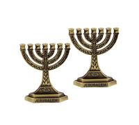 perfeclan 2 pezzi Menorah Ornamento da tavolo 7 rami Menorah Portacandele Centrotavola Candelabro Statua per mobiletto di casa