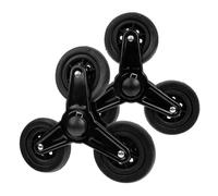 perfeclan 2 pezzi pieghevole carrello della gomma tri ruote carrello di utilità ruote per scale nero robusto sostituire le parti ruote per scalatore