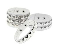 Perfeclan 3 Braccialetti con Borchie in PU, Braccialetti gotici per Adulti, Festa di Halloween, Bianco
