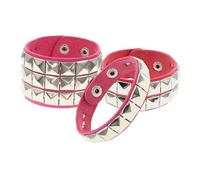 Perfeclan 3 Braccialetti con Borchie in PU, Braccialetti gotici per Adulti, Festa di Halloween, Rosa Rosso