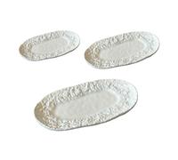 Perfeclan 3 Pezzi Piatti Miniatura Accessori Casa Bambole Piatti Steak Decorazione Tavola Materiale Lega per Collezionisti Ambientazione Casa Gioco Esposizione, Bianco