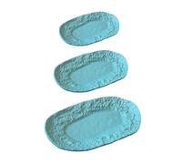 Perfeclan 3 Pezzi Piatti Miniatura Accessori Casa Bambole Piatti Steak Decorazione Tavola Materiale Lega per Collezionisti Ambientazione Casa Gioco Esposizione, Blu