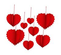 Perfeclan 8 Decorazioni per, Ghirlanda di Fili, Carta, Ornamenti a Forma di Cuore da Appendere per Addio al Nubilato, Matrimonio, Festa, Rosso