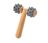 perfeclan a forma di massager rullo muscolare a doppia testa portatile multifunzionale con rulli scanalati stick per la spalla meridiana per spalla, Grigio