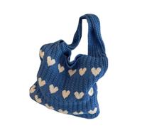 perfeclan Borsa a tracolla in maglia da donna Borsa a tracolla da donna per lo shopping all'aperto per le vacanze e il tempo libero, Blu