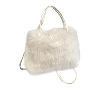 Perfeclan Borsa Pelosa a Tracolla Morbida per Donna, Borse a Spalla in Peluche 32 X13x38 Cm, PUò Essere Portata a Mano, A Tracolla O Indossata Su Una Sola Spalla, Beige