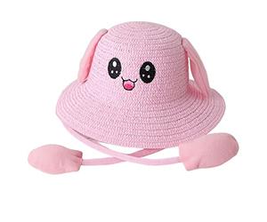 Perfeclan Cappelli Da Sole, Orecchie Di Coniglio Parasole Cappello Di Paglia Cappello Di Protezione Solare Cotone Larga Cappellino Da Pescatore per Viaggio, Vacanza O Fare Una Passeggiata, ROSA