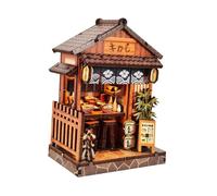 Perfeclan Casa delle Bambole Miniatura da Te Modello 3D Accessori con Mobili Illuminazione Creativa Giocattolo Educativo Puzzle Manuale Adatto, Negozio di Alimentari