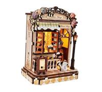 Perfeclan Casa delle Bambole Miniatura da Te Modello 3D Accessori con Mobili Illuminazione Creativa Giocattolo Educativo Puzzle Manuale Adatto, Negozio di Fiori