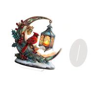 perfeclan Centrotavola da tavolo artigianale in acrilico 2D, decorazione regalo con piastra di base per soggiorno, festa, scrivania, interni ed esterni, Uccello Rosso