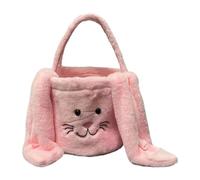perfeclan Cesta Pasqua Borsa Coniglio Porta Dolci Regalo Tessuto Creativo Manico Comodo Adatta per Raccolta Uova Organizzazione Regali Picnic, Rosa
