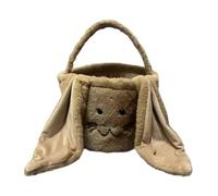 perfeclan Cesta Pasqua Borsa Coniglio Porta Dolci Regalo Tessuto Creativo Manico Comodo Adatta per Raccolta Uova Organizzazione Regali Picnic, Marrone