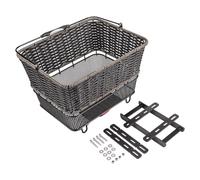 Perfeclan Cestino Posteriore Universale per Bicicletta in Finto Rattan 16,3x13,2x10 Pollici per, Zaini Multifunzionale con Maniglia per Il Trasporto, Nero