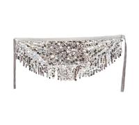 Perfeclan Cintura con Catena per la Vita, Fascia per la Danza del Ventre, Fascia per i Fianchi, per spettacoli di Danza del Ventre, Argento