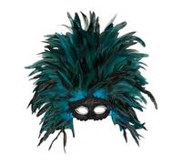 perfeclan Copricapo di piume, maschera di piume per adulti e bambini, fascia per capelli, accessori per foto, travestimento da cosplay per il festival del, Verde Scuro