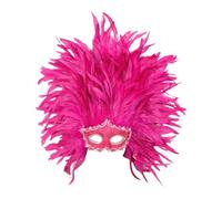 perfeclan Copricapo di piume, maschera di piume per adulti e bambini, fascia per capelli, accessori per foto, travestimento da cosplay per il festival del, Rosa