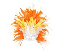 perfeclan Copricapo di piume, maschera di piume per adulti e bambini, fascia per capelli, accessori per foto, travestimento da cosplay per il festival del, Orangina