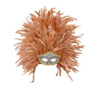 perfeclan Copricapo di piume, maschera di piume per adulti e bambini, fascia per capelli, accessori per foto, travestimento da cosplay per il festival del, Marrone