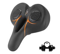 Perfeclan Cuscino del Sedile per Mountain Bike Cavo Traspirante Comfort Resistente all'Usura Allargare Addensare Sella per Bicicletta Professionale in Pelle PU, Nero Arancio