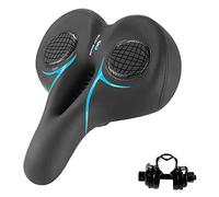 Perfeclan Cuscino del Sedile per Mountain Bike Cavo Traspirante Comfort Resistente all'Usura Allargare Addensare Sella per Bicicletta Professionale in Pelle PU, Nero Blu