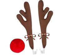 perfeclan Decorazioni natalizie per auto, ornamenti natalizi, accessori per auto, kit di decorazioni per auto per festival, automobili, SUV, famiglie, amici, Corna di Elfo 43.5 Cm