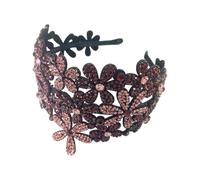 perfeclan Fascia larga per capelli, fascia per capelli con fiori, fascia rigida con pettine antiscivolo, cerchietto per capelli con gioielli per
