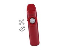 perfeclan Flauto Kazoo con 5 membrane extra e tracolla, compatto, tono regolabile, per amanti della musica, spettacoli, eventi, dal vivo, bambini, Rosso