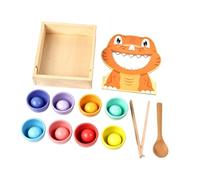 perfeclan Gioco di abbinamento di palline arcobaleno in tazze per bambini, in legno, per bambini dai 3 anni in su, per sviluppare le capacità motorie fini.