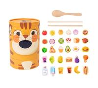 perfeclan Gioco di alimentazione degli animali, set da gioco per bambini, bacchette per l'addestramento, giocattolo in legno per la selezione del cibo,