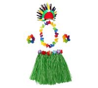 Perfeclan Gonna di Erba hawaiane Luau con Costume Floreale Set per bomboniere da Festa da Ballo, Gonna Verde da 60 Cm