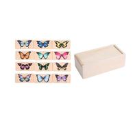 Perfeclan in Legno, Giocattoli in Legno per Bambini con Scatola portaoggetti, a Forma di Farfalla con riconoscimento dei Colori, per Bambini dai 3