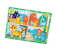 Perfeclan in Legno per Bambini 2 in 1, Tavolo da Disegno, apprendimento precoce, abilità motorie Fini, riconoscimento, per la Festa di, Animali