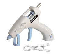 perfeclan Macchina per colla a caldo senza fili con ugello in lega di alluminio ricaricabile, preriscaldamento rapido per lavori fai da te, Bianco