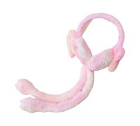 Perfeclan Morbidi paraorecchie di peluche a forma di coniglio, paraorecchie di peluche con orecchie di coniglio mobili per l'inverno, Rosa Chiaro