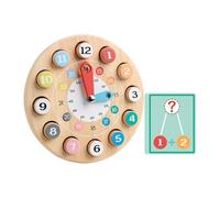perfeclan Orologio in legno decorativo, impilabile, giocattolo educativo, portatile, puzzle con numeri per insegnare l'ora, puzzle per materiale scolastico,