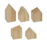 perfeclan Piccoli blocchi di legno a forma di freccia, mini casette in legno vuote, minuscoli ritagli di vuoti stile fattoria per mensole e decorazioni per la, 5 Pezzi