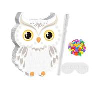 perfeclan Pignatte gufo con maschera occhi a bastoncino e coriandoli, set di giochi per feste, set di pignatte gufo delle bianco 3D per giochi Woodland