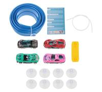 Perfeclan Pista Flessibile da 15 Piedi con Supporto a Ventosa per 4 Mini Modelli di Auto in Lega, Multiuso, per Bambini dai 3 Anni in su, Blu