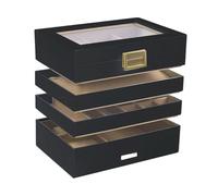 Perfeclan Scatola portaoggetti per Gioielli con Scomparti, Custodia Rettangolare Multifunzione per Anelli, bracciali, collane, Nero