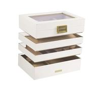 Perfeclan Scatola portaoggetti per Gioielli con Scomparti, Custodia Rettangolare Multifunzione per Anelli, bracciali, collane, Bianco