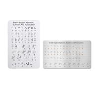 perfeclan Scheda didattica con alfabeto in Braille, lettere, numeri e punteggiatura, strumento educativo per bambini, 2pc D'argento