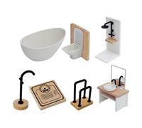 Perfeclan Set da Bagno per casa delle Bambole 1/12, Specchio, Accessori per casa da Gioco, Mini Doccia, Decorazioni per delle Bambole, Accessori, Ornamenti, Set 7pcs