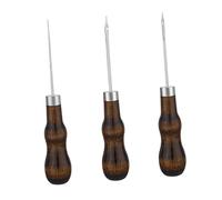 perfeclan Set di 3 punteruoli da cucito multifunzionali, antiscivolo con manico in legno, punteruolo per graffiare la pelle, strumento per cucire borse e lavori
