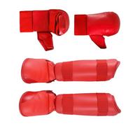 Perfeclan Set di Attrezzi da Combattimento per Taekwondo, guantoni da Boxe, parastinchi con Calzature, Comodi Guanti da Karate, Attrezzatura da Boxe per Muay, Rosso, M