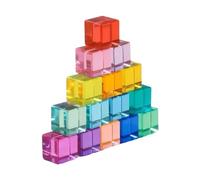 perfeclan Set di blocchi da costruzione arcobaleno, giocattolo sensoriale, impilabile, liscio, colorato, trasparente, arcobaleno, con pietre preziose, 15 Pz