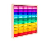 perfeclan Set di blocchi da costruzione arcobaleno, gioco di impilamento trasparente con scatola di immagazzinaggio, blocchi di pietra GEM in acrilico per