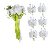 perfeclan Set di Decorazioni Floreali per Auto Da Matrimonio con Ventosa, Facili Da Installare per La Sposa