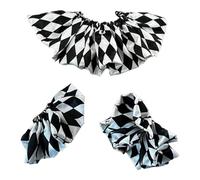 Perfeclan Set di Polsini da Clown, Decorazione con Collo a gorgiera per spettacoli teatrali in Maschera Durante Le Feste, Griglie Bianche E Nere