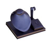 Perfeclan Set espositore per Gioielli Busto/manichino per Gioielli Espositore per collane, Orecchini e Anelli in Pelle PU per in casa e in Ufficio, Blu